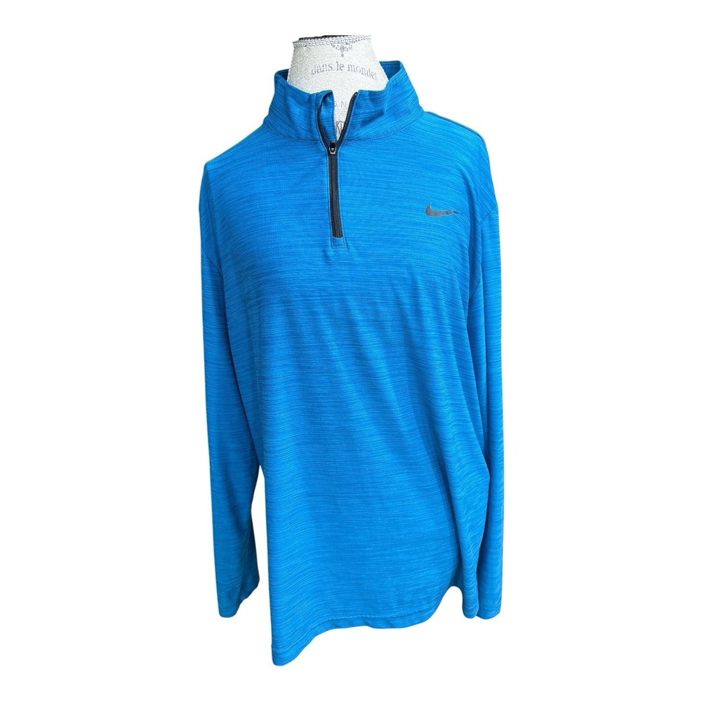 Nike Breathe Dri Fit Quarter Zip Pullover Mens XL Blue Gym Training